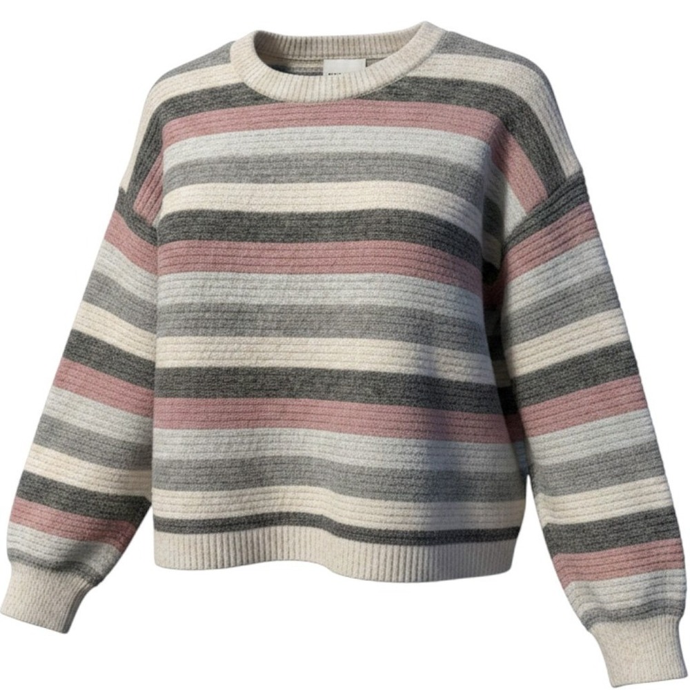 Pink Rose‎ Striped Sweater Womens Small Pink Grey Relaxed